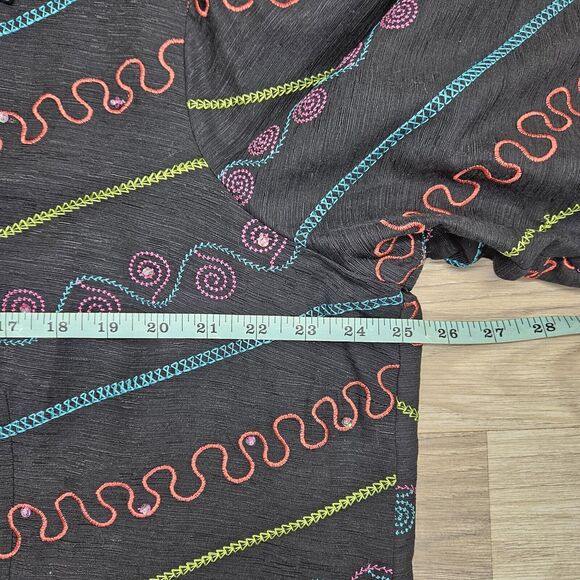 Silk Land Womens Black 100% Silk Colorful Artsy Blazer Jacket 20W - Picture 7 of 10